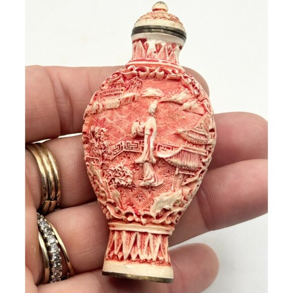 Vintage Asian Carved Snuff Bottle - Picture 1 of 11